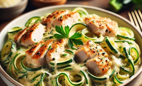 Keto Chicken Alfredo with Zucchini Noodles